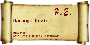 Harangi Ervin névjegykártya